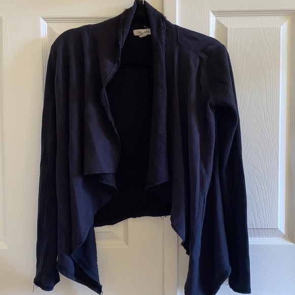 UO Black Textured Shawl Blazer